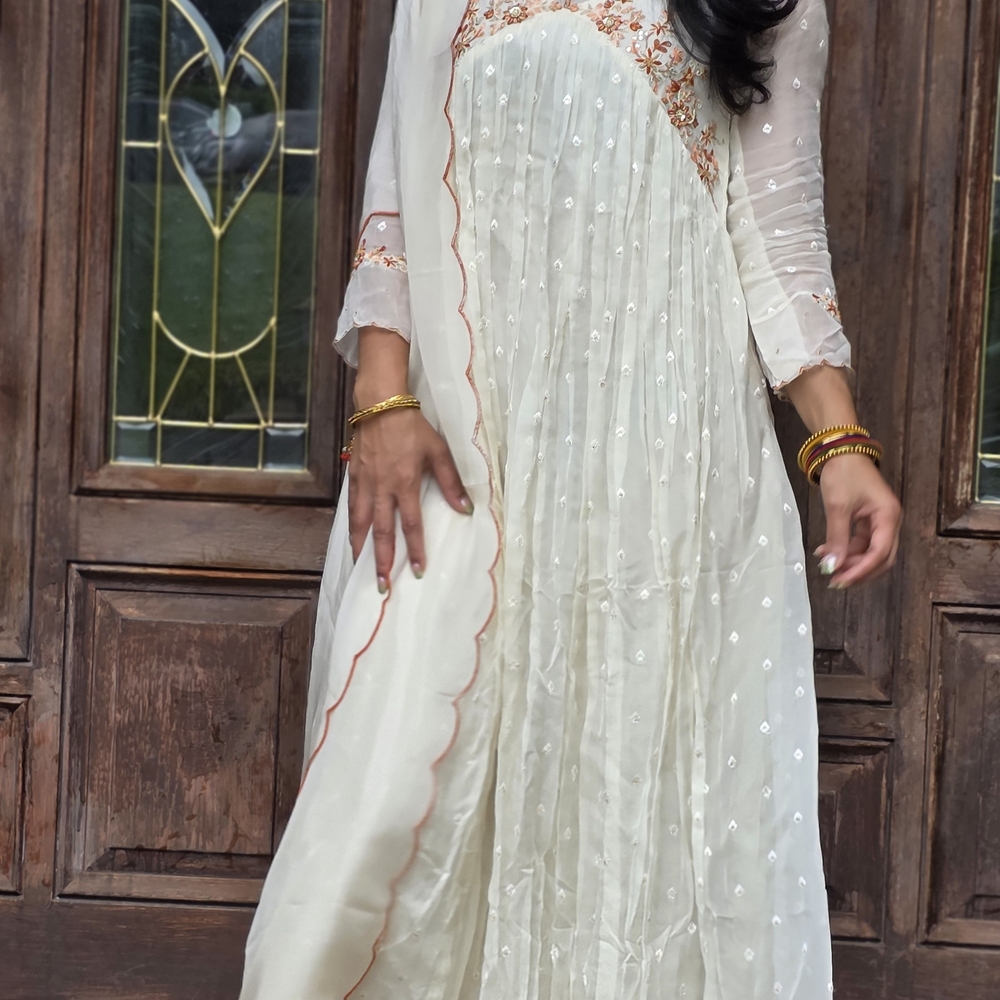 Elegant Cream Embroidered Dress